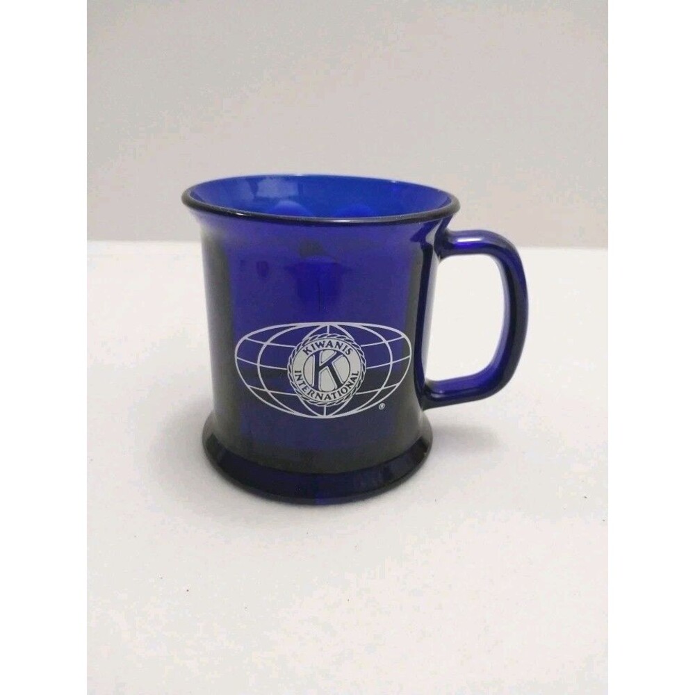 Kiwanis International Coffee Cup Blue Cobalt Glass #X12 - Picture 2 of 7